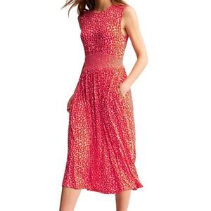 NWT Boden Floral Print Thea Sleeveless Midi Dress in Poppy Red